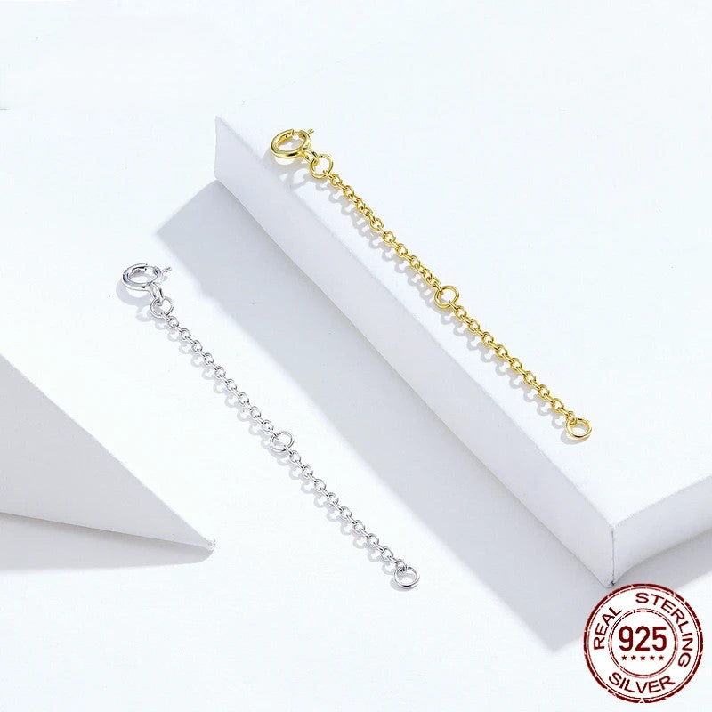 Diamond 14K Gold Plated 925 Sterling Silver Extended Chains with Lobster Clasps for DIY Necklace Extension Chain Jewelry Making