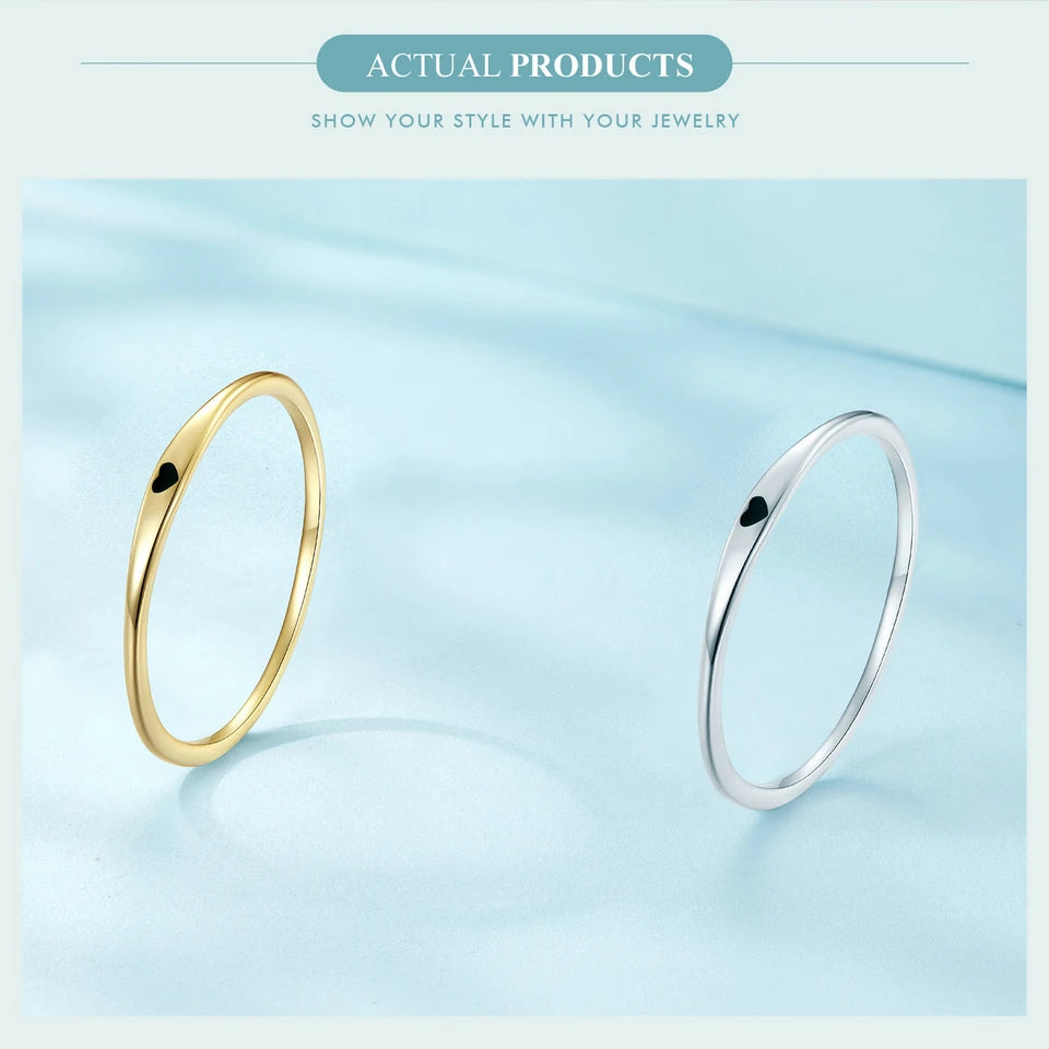 Diamond 925 Sterling Silver Simple Carve Heart Wedding Band Stackable Promise Ring for Her 2 Colors Size 5-10