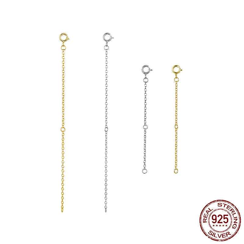 Diamond 14K Gold Plated 925 Sterling Silver Extended Chains with Lobster Clasps for DIY Necklace Extension Chain Jewelry Making