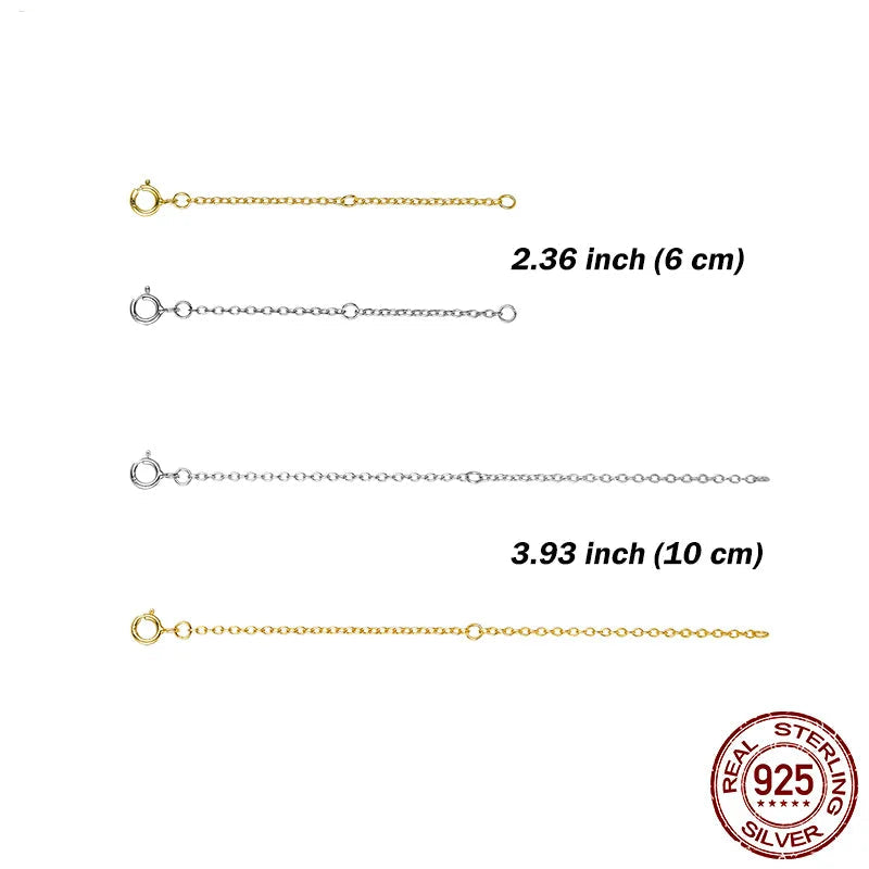 Diamond 14K Gold Plated 925 Sterling Silver Extended Chains with Lobster Clasps for DIY Necklace Extension Chain Jewelry Making