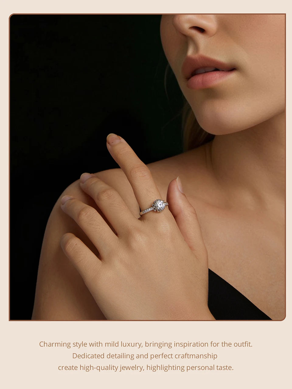 Diamond Color VVS1 EX Moissanite Flower Ring 1ct Round Moissanite Diamond Solitaire Engagement 925 Sterling Silver Rings For Wo