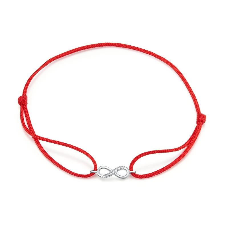 Diamond Infinity Simple Red Rope Friendship Bracelet 925 Sterling Silver Fashion jewelry Girl Gifts 2020 New Design SCB176