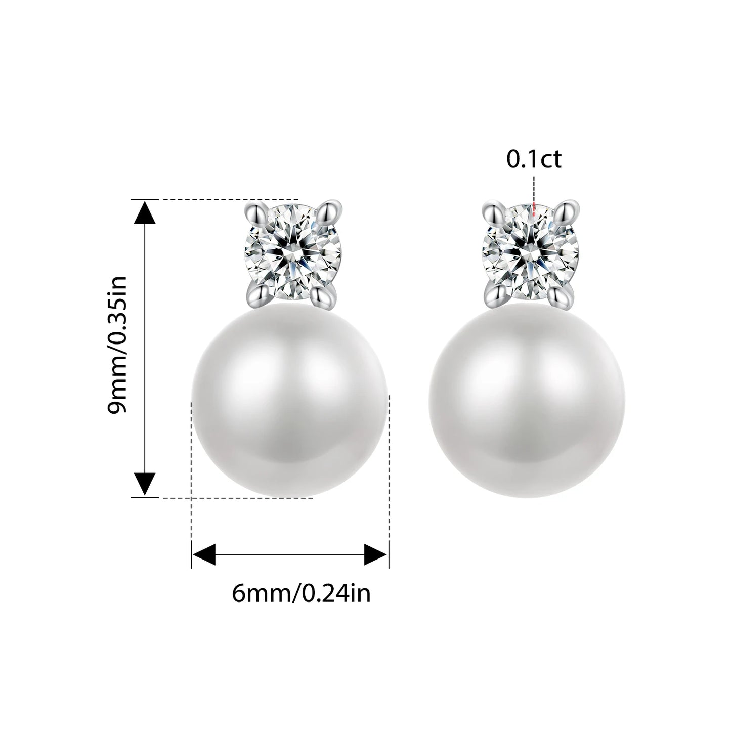Diamond U 0.1CT Mini Moissanite Pearl Stud Earrings Natural Freshwater Drop Earrings Lab Diamond 925 Sterling Silver Jewelry Gift
