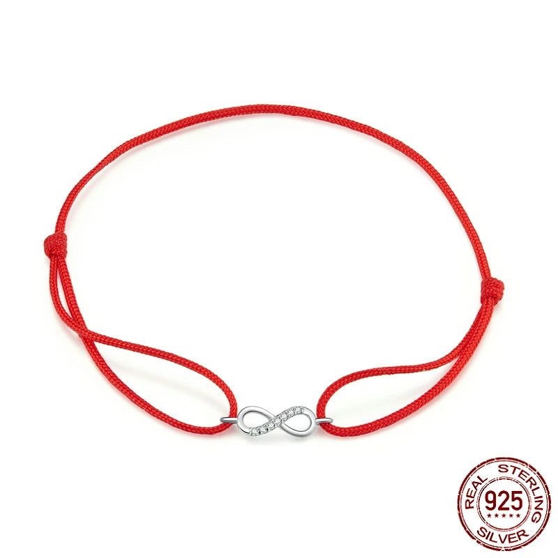 Diamond Infinity Simple Red Rope Friendship Bracelet 925 Sterling Silver Fashion jewelry Girl Gifts 2020 New Design SCB176