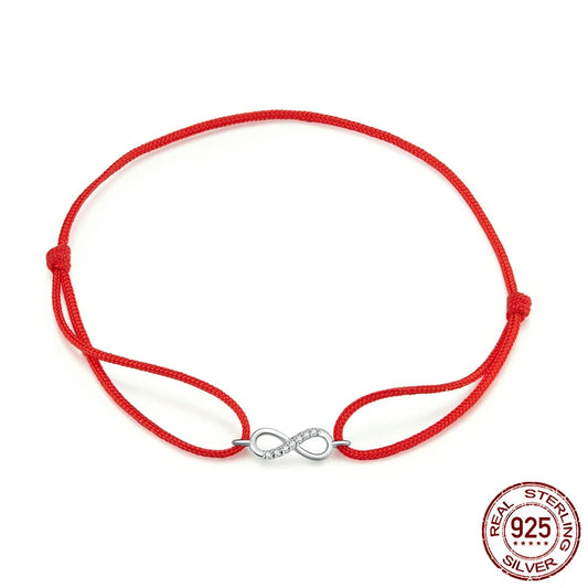 Diamond Infinity Simple Red Rope Friendship Bracelet 925 Sterling Silver Fashion jewelry Girl Gifts 2020 New Design SCB176