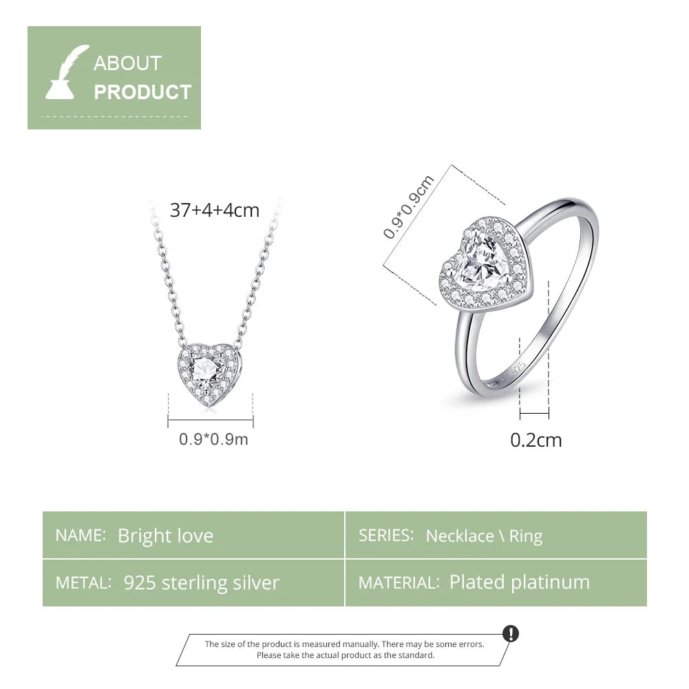 Diamond 925 Sterling Silver Bright Love Ring Dazzling Shiny Heart Shape Crystal Finger Ring Wedding Engagement Jewelry SCR725