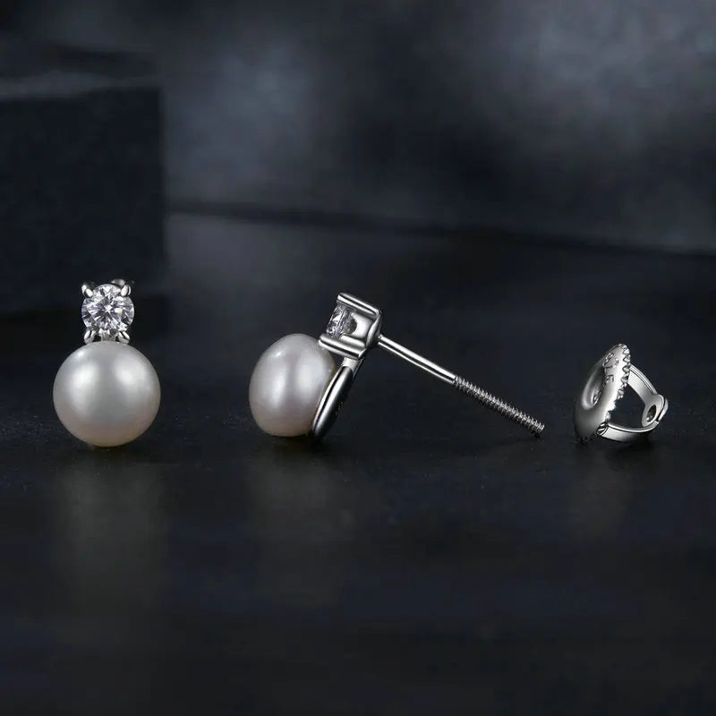 Diamond U 0.1CT Mini Moissanite Pearl Stud Earrings Natural Freshwater Drop Earrings Lab Diamond 925 Sterling Silver Jewelry Gift