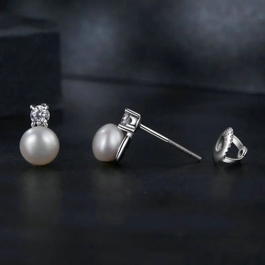 Diamond U 0.1CT Mini Moissanite Pearl Stud Earrings Natural Freshwater Drop Earrings Lab Diamond 925 Sterling Silver Jewelry Gift