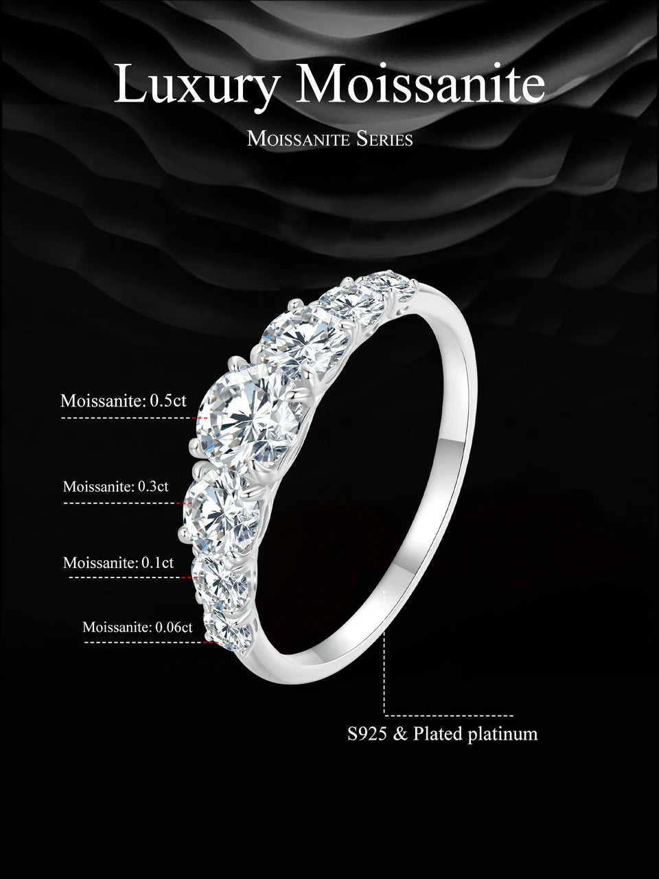 Diamond Color VVS1 EX Moissanite Ring Delicate Lab Diamond Ring 925 Sterling Silver for Women Engagement Wedding Jewelry