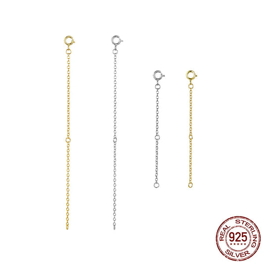 Diamond 14K Gold Plated 925 Sterling Silver Extended Chains with Lobster Clasps for DIY Necklace Extension Chain Jewelry Making