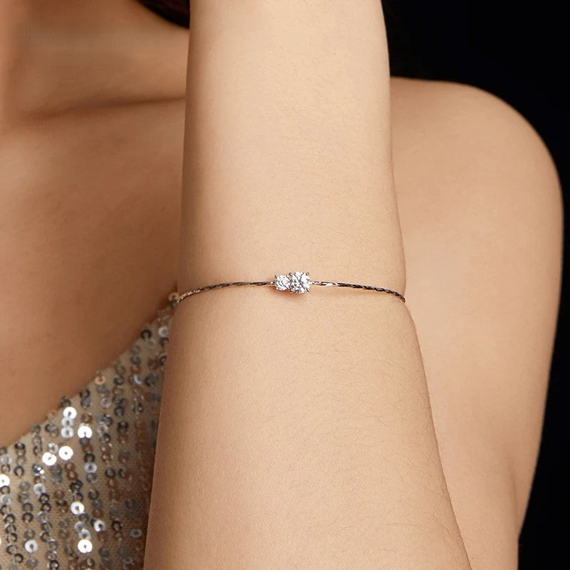 Diamond Sparkling Moissanite Starlight Bracelet Adjustable Strand Bracelet for Women Engagement Birthday Gift Fine Jewelry MSB024