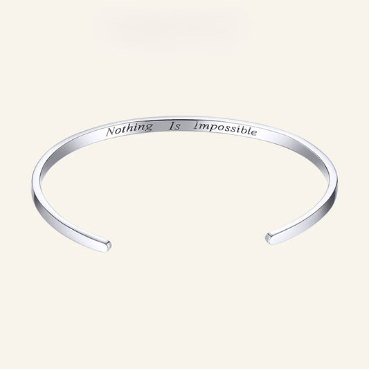 Diamond U Engrave Courage Bangle "Nothing is impossible" Fashion Hot Sale 925 Sterling Silver Jewelry for Man and Women SCB160